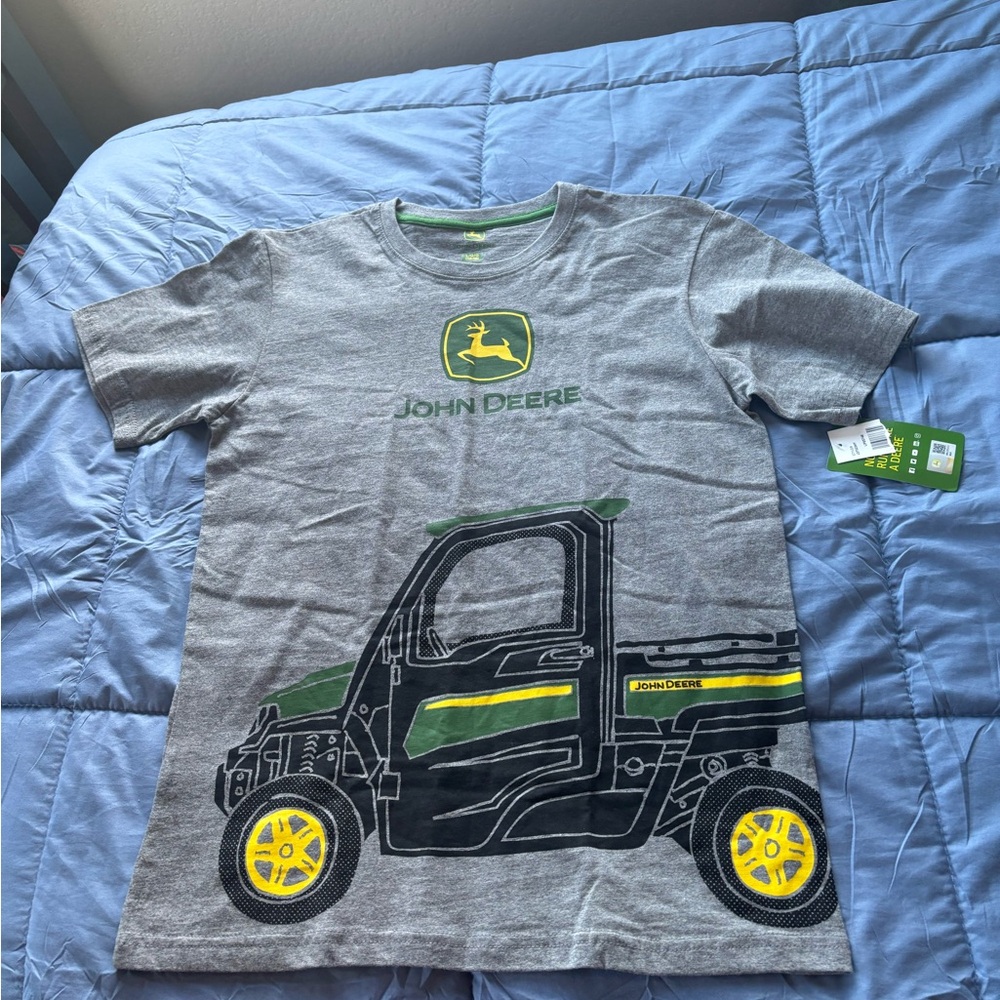 John Deere Gray Tee with Green Accents